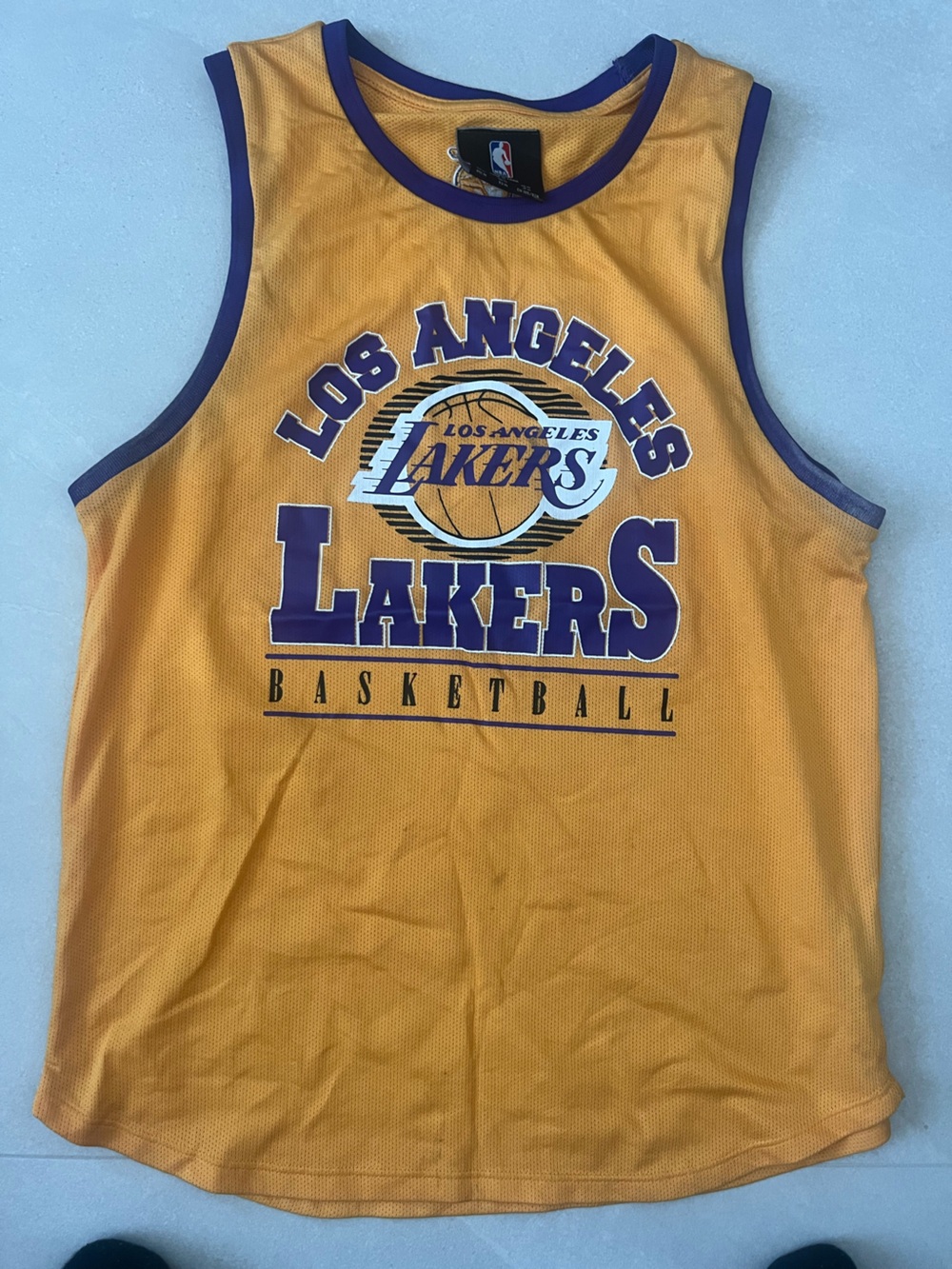 NBA Gold and Purple Mesh Team Jersey Collar Detail